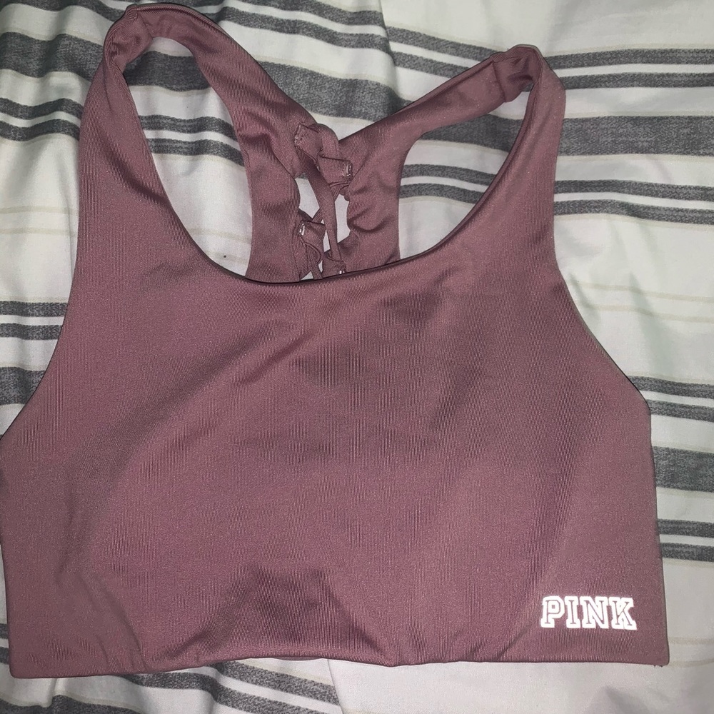 Pink Gym Sports Bra Crisscross Back